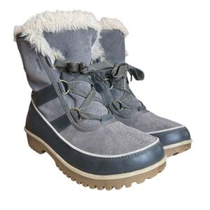 Sorel Boot Tivoli II Fur Lined Gray Suede Waterproof Winter Lace Up Women's 7.5